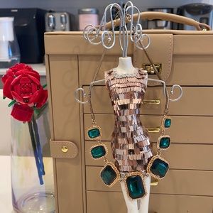 Green Rhinestone Charm Necklace